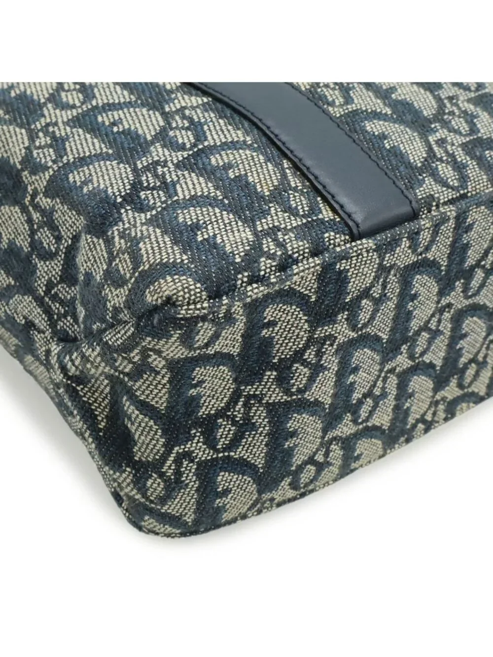 Dior Trotter Tote Jacquard Canvas Leather Navy Gold - Picture 3 of 8